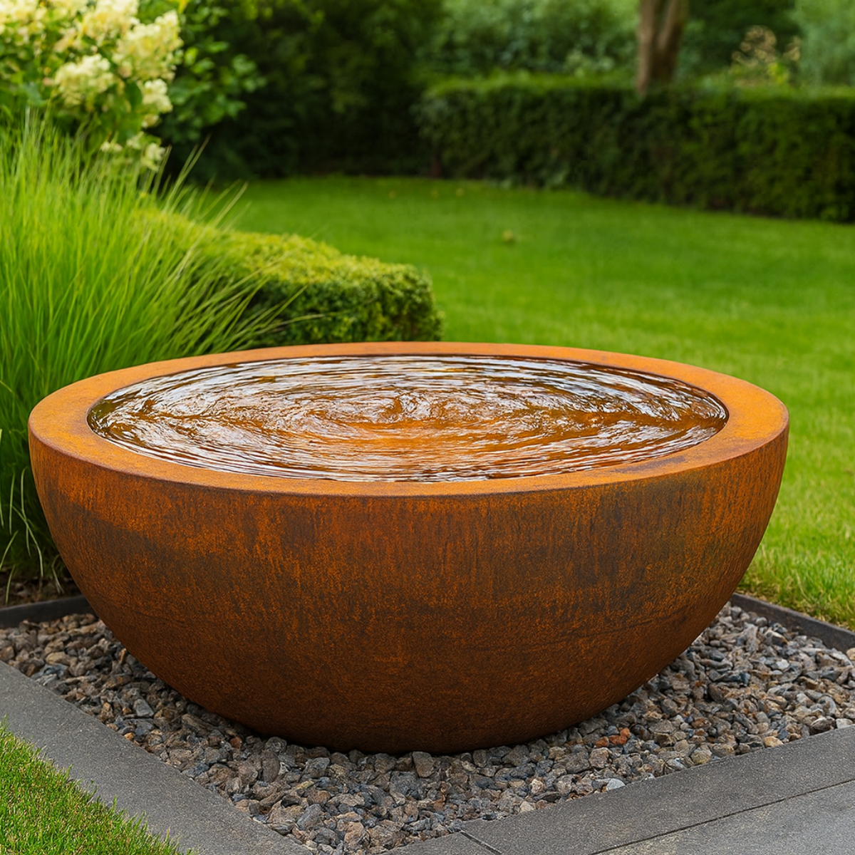 SOLENA Wassertisch aus Cortenstahl, 100 x 50 cm