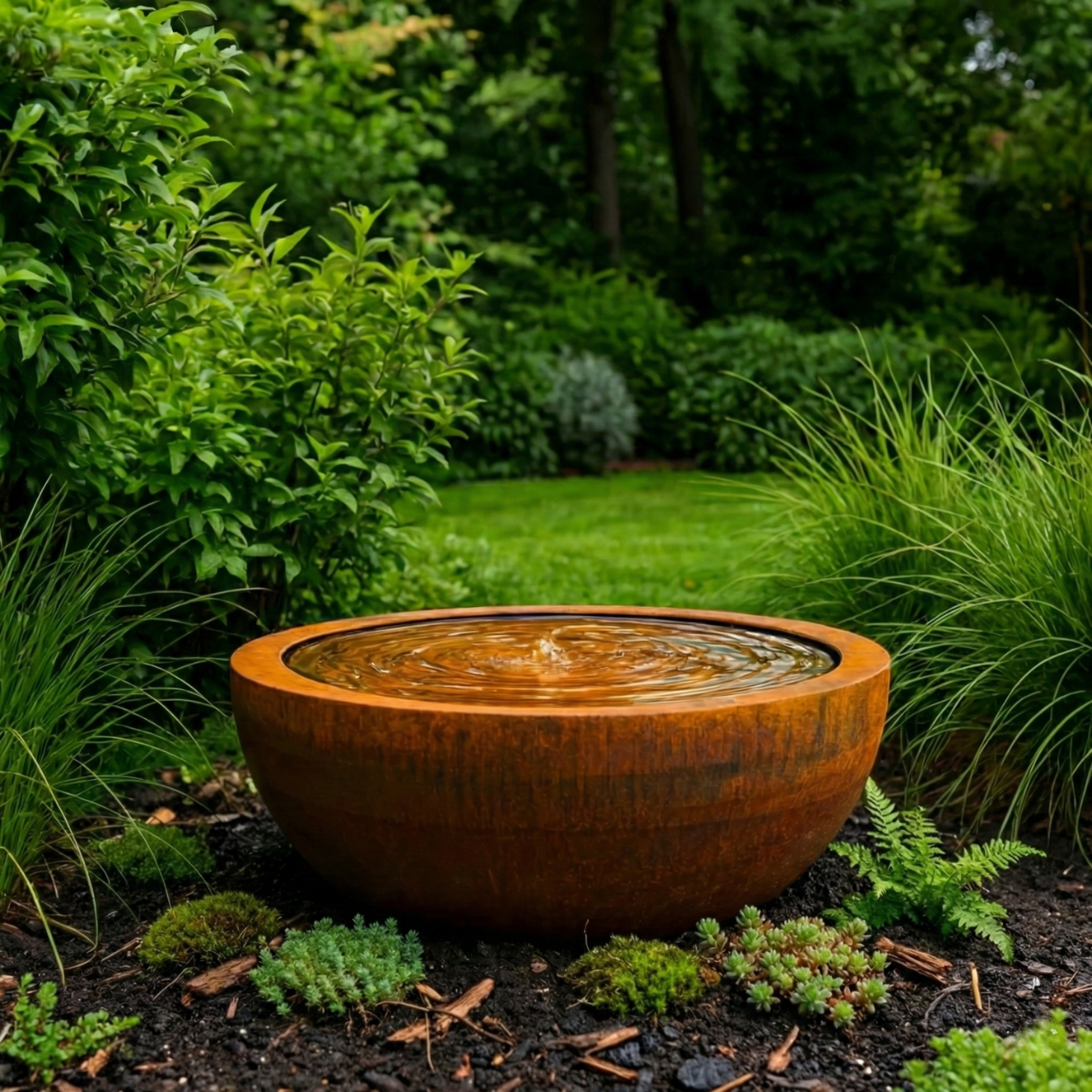 SOLENA Wassertisch aus Cortenstahl, 100 x 50 cm