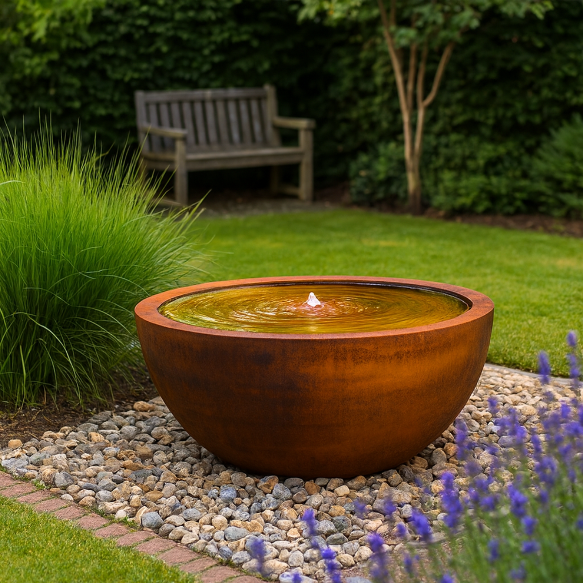 SOLENA Wassertisch aus Cortenstahl, 100 x 50 cm