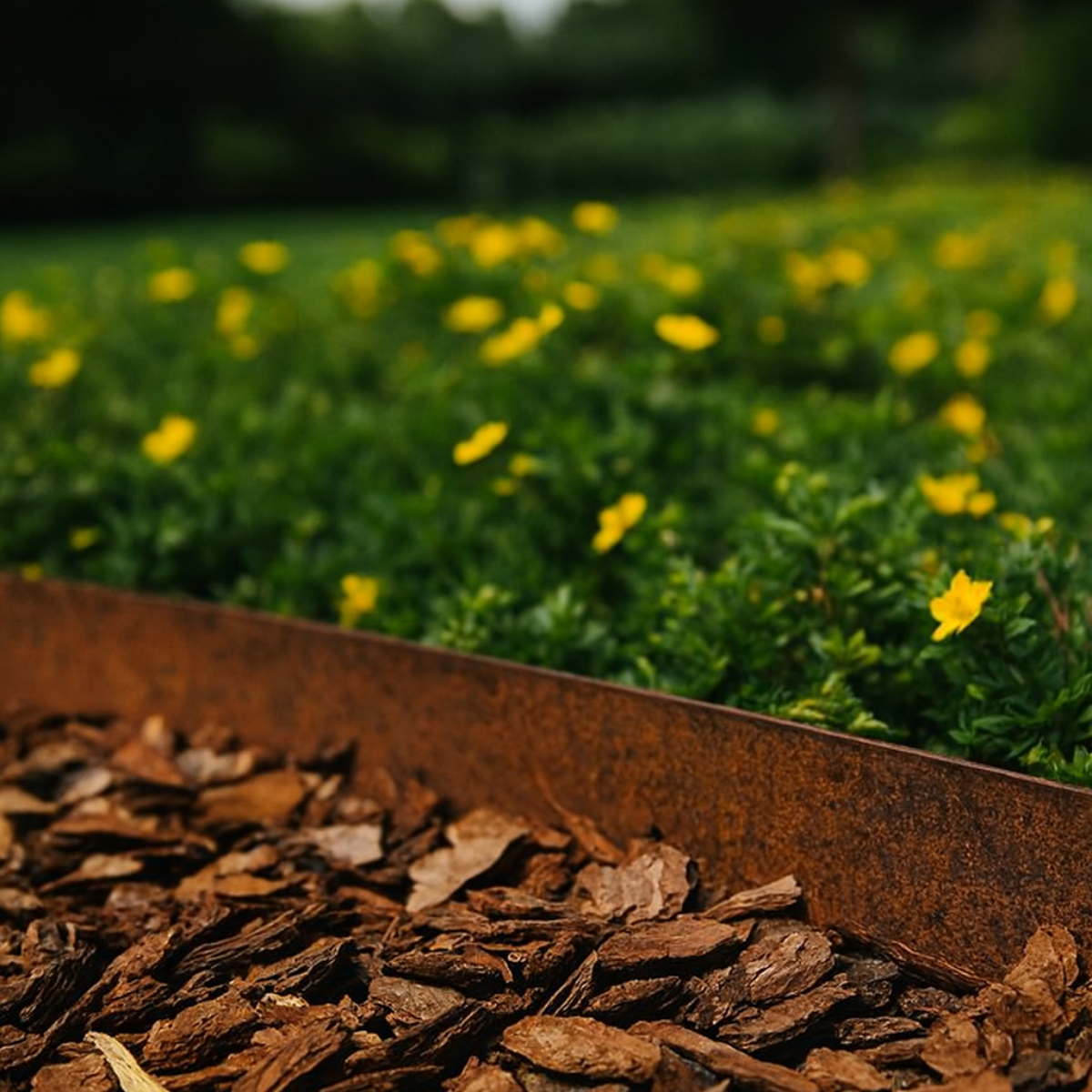 Kantenschutzleiste aus Cortenstahl BORDURA 100 x 15 cm