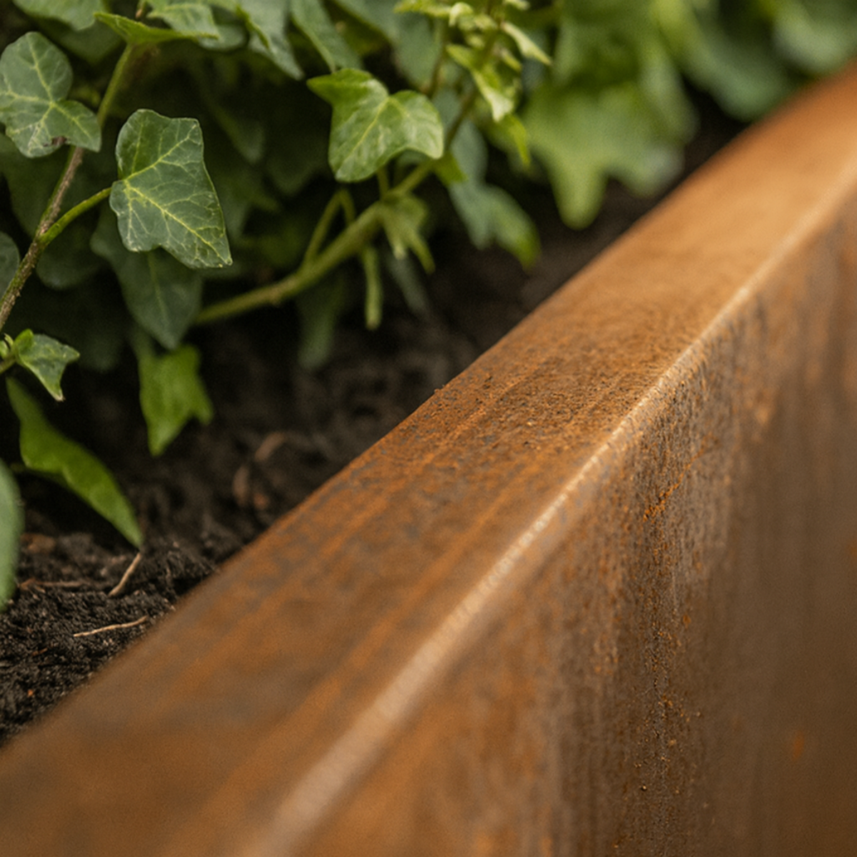 Stützmauer aus Cortenstahl, gerades Segment 100 x 20 x 30 cm