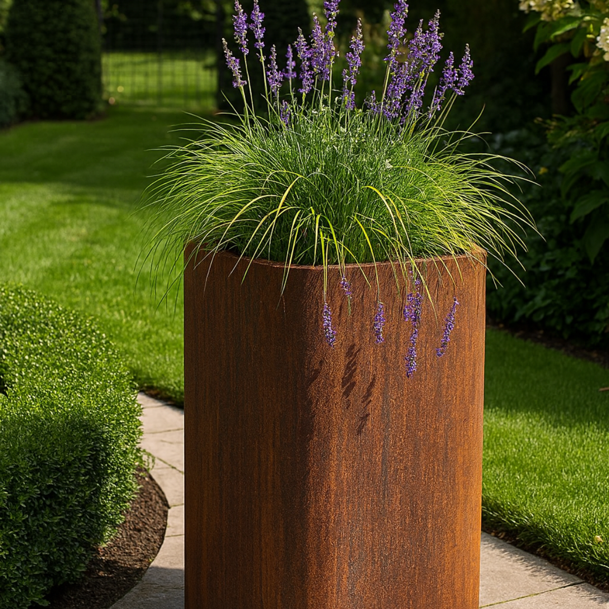 Pflanzkübel FORMA aus Cortenstahl, 50 x 50 x 80 cm