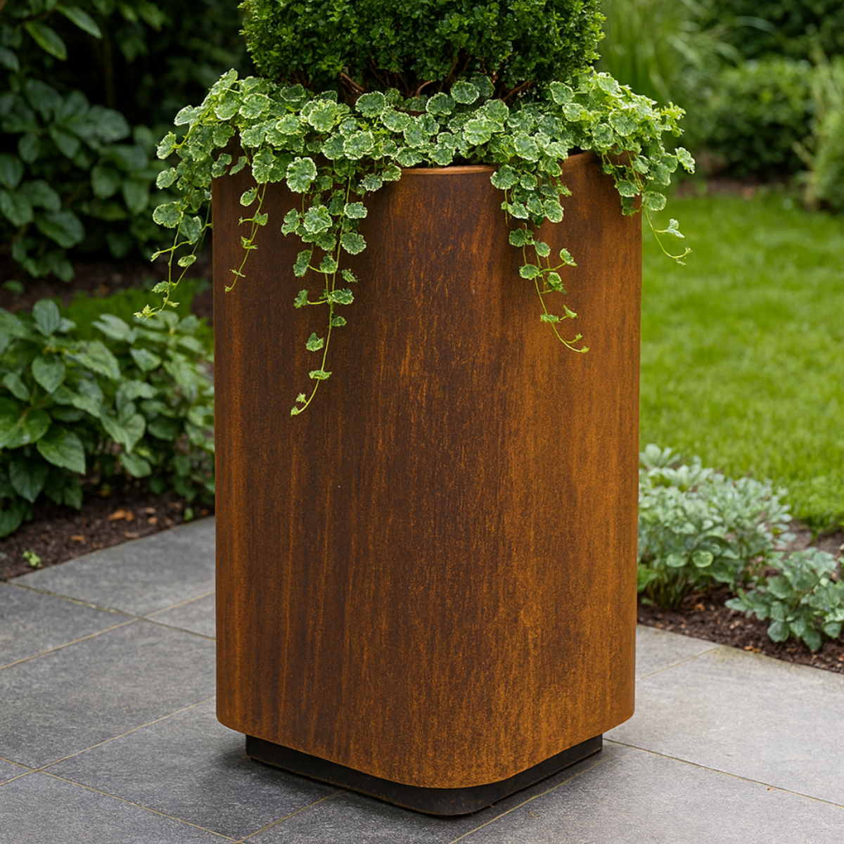 Pflanzkübel FORMA aus Cortenstahl, 50 x 50 x 80 cm