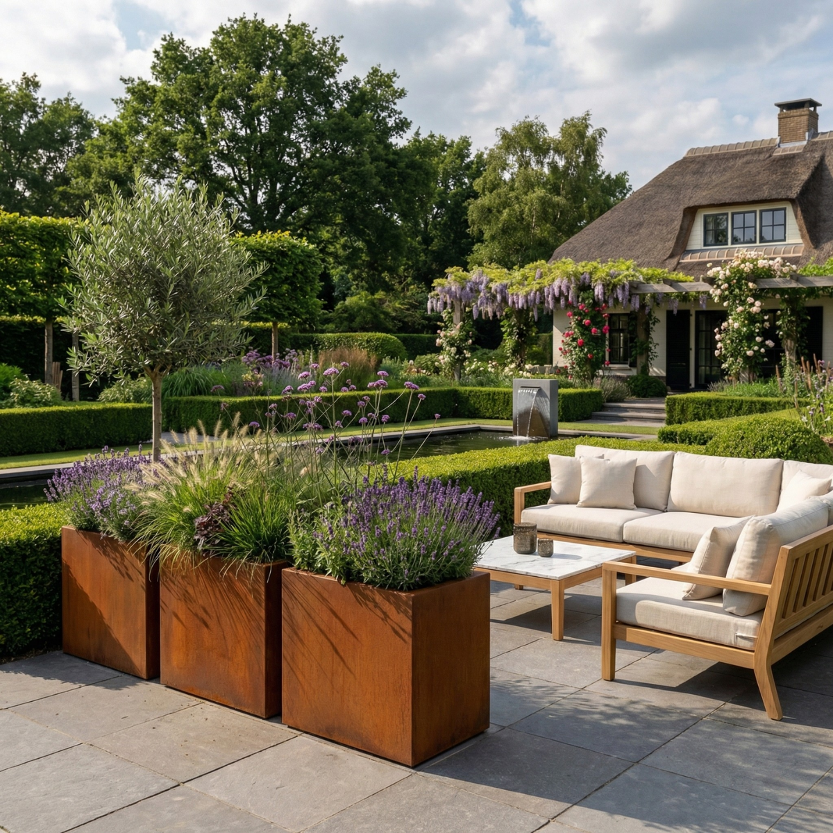 Pflanzkübel CORTEA aus Cortenstahl, 100 x 40 x 80 cm