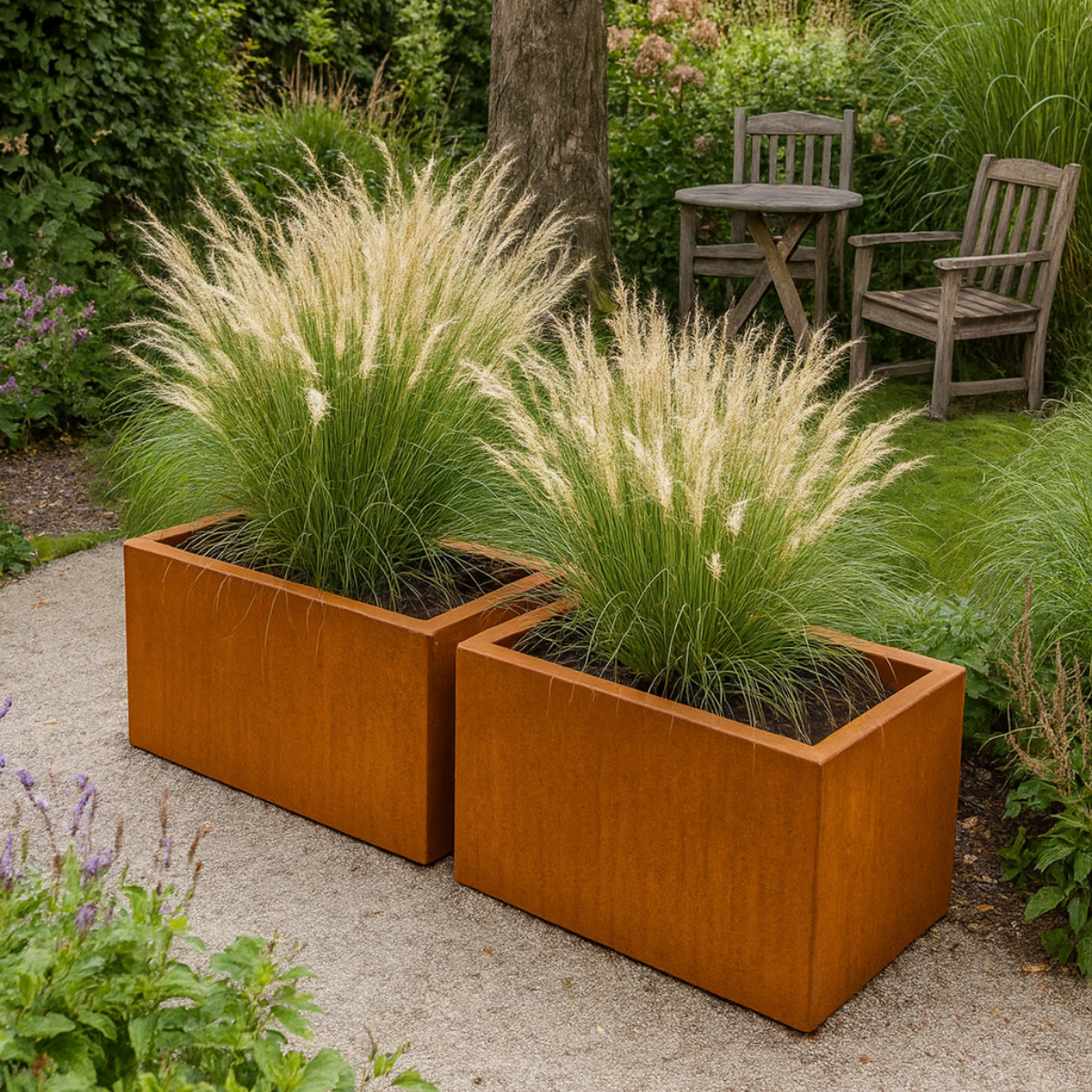Pflanzkübel CORTEA aus Cortenstahl, 80 x 40 x 40 cm