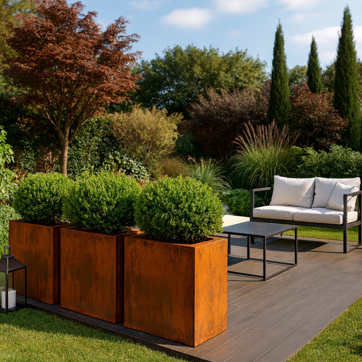 Pflanzkübel CORTEA aus Cortenstahl, 100 x 40 x 80 cm