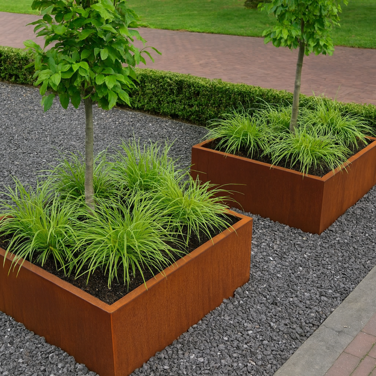 Pflanzkübel CORTEA aus Cortenstahl, 80 x 80 x 40 cm