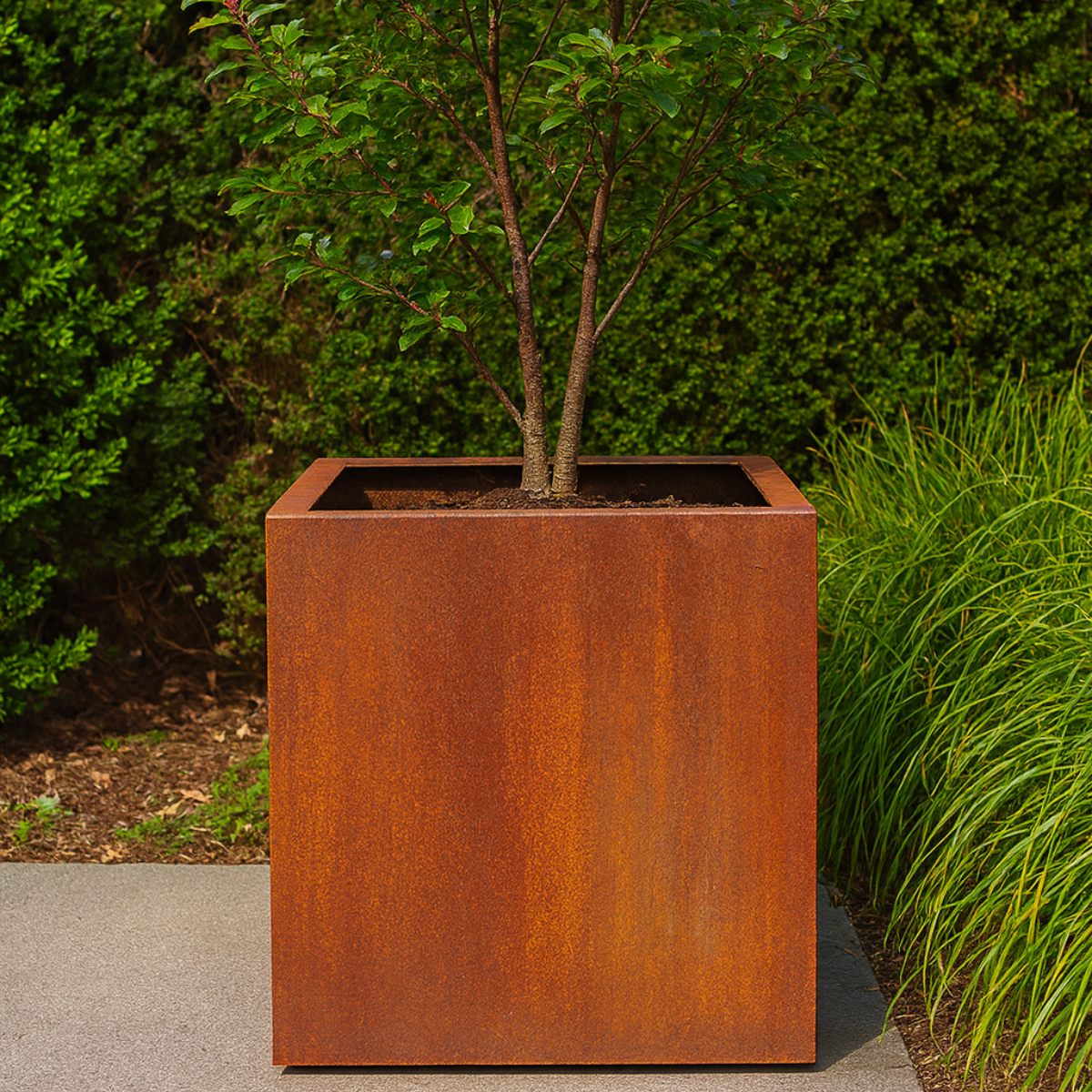 Pflanzkübel CORTEA aus Cortenstahl, 80 x 80 x 80 cm