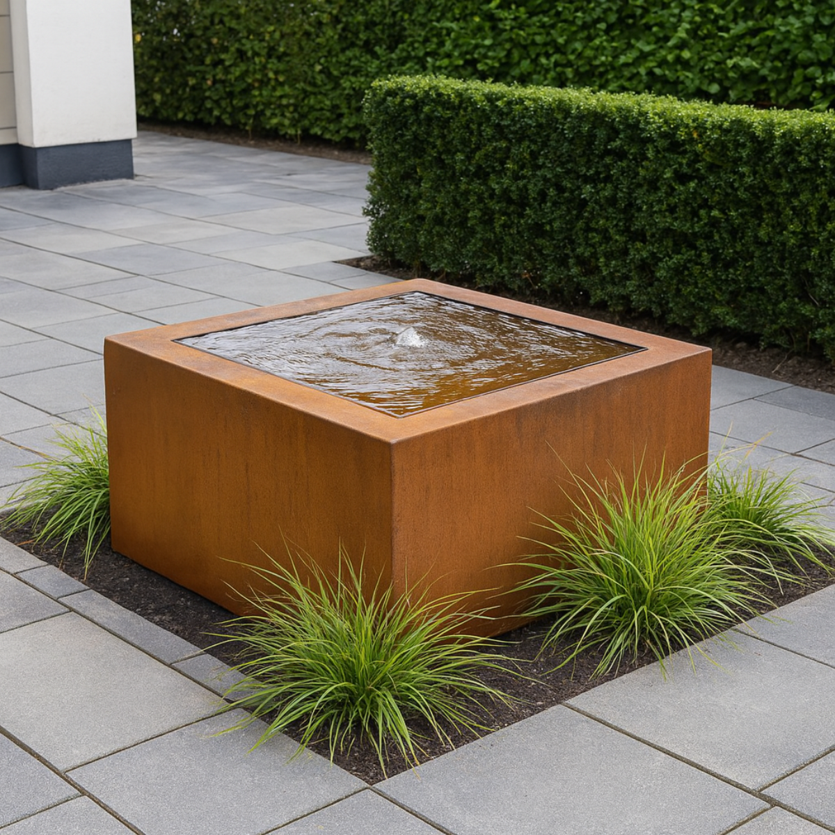 Wassertisch aus Cortenstahl LUMINIS 100 x 100 x 40 cm