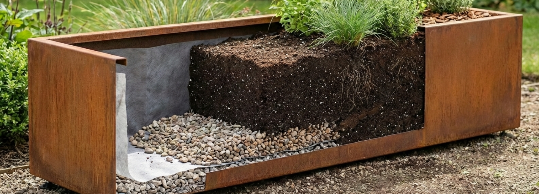 Stappenplan: hoe vul ik een cortenstaal plantenbak correct?