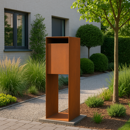 Briefkasten POSTINO 1 aus Cortenstahl, 35 x 35 x 115 cm