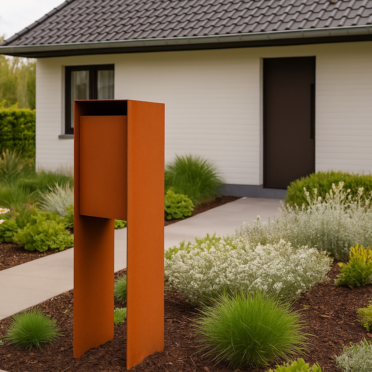 Briefkasten POSTINO 1 aus Cortenstahl, 35 x 35 x 115 cm