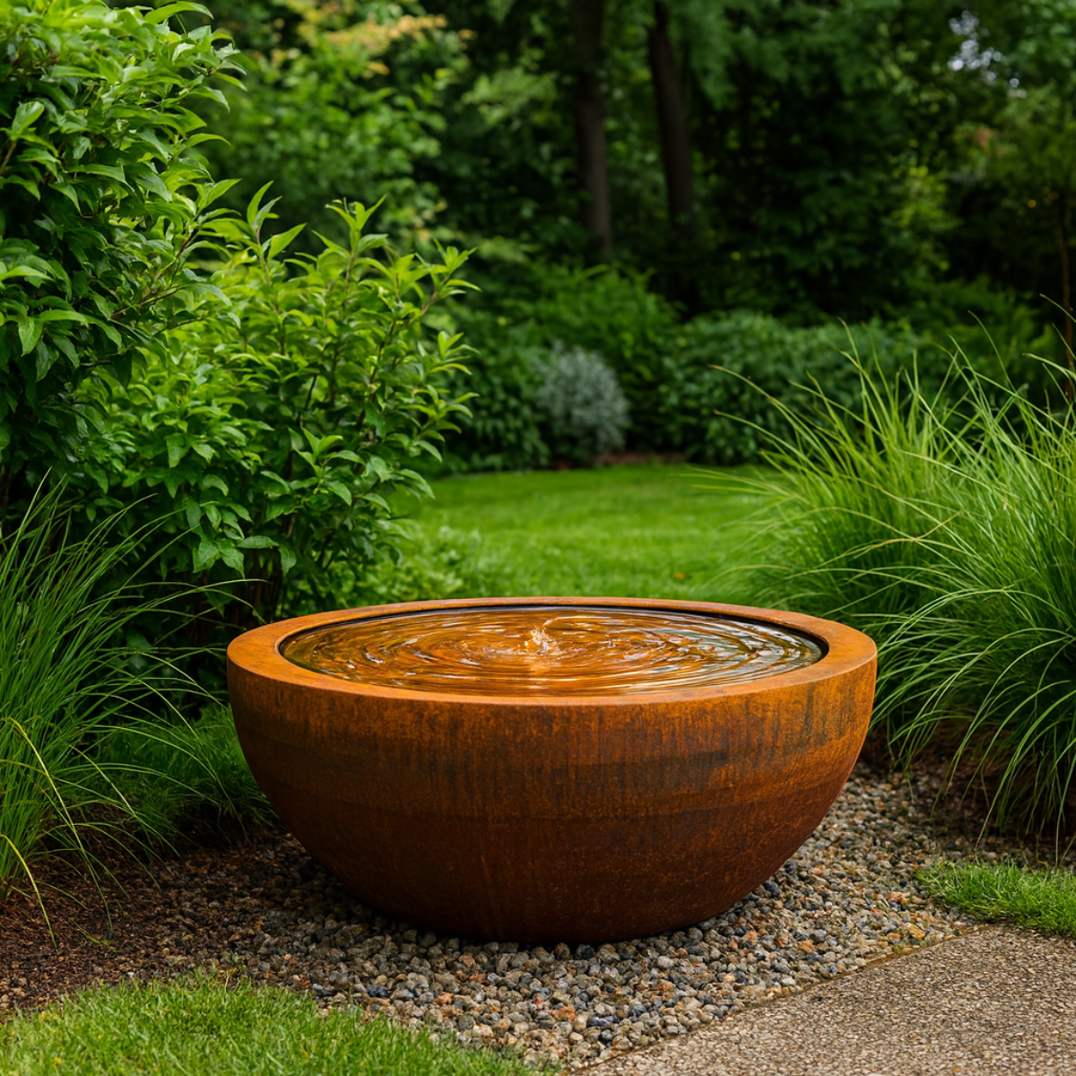 SOLENA Wassertisch aus Cortenstahl, 100 x 50 cm