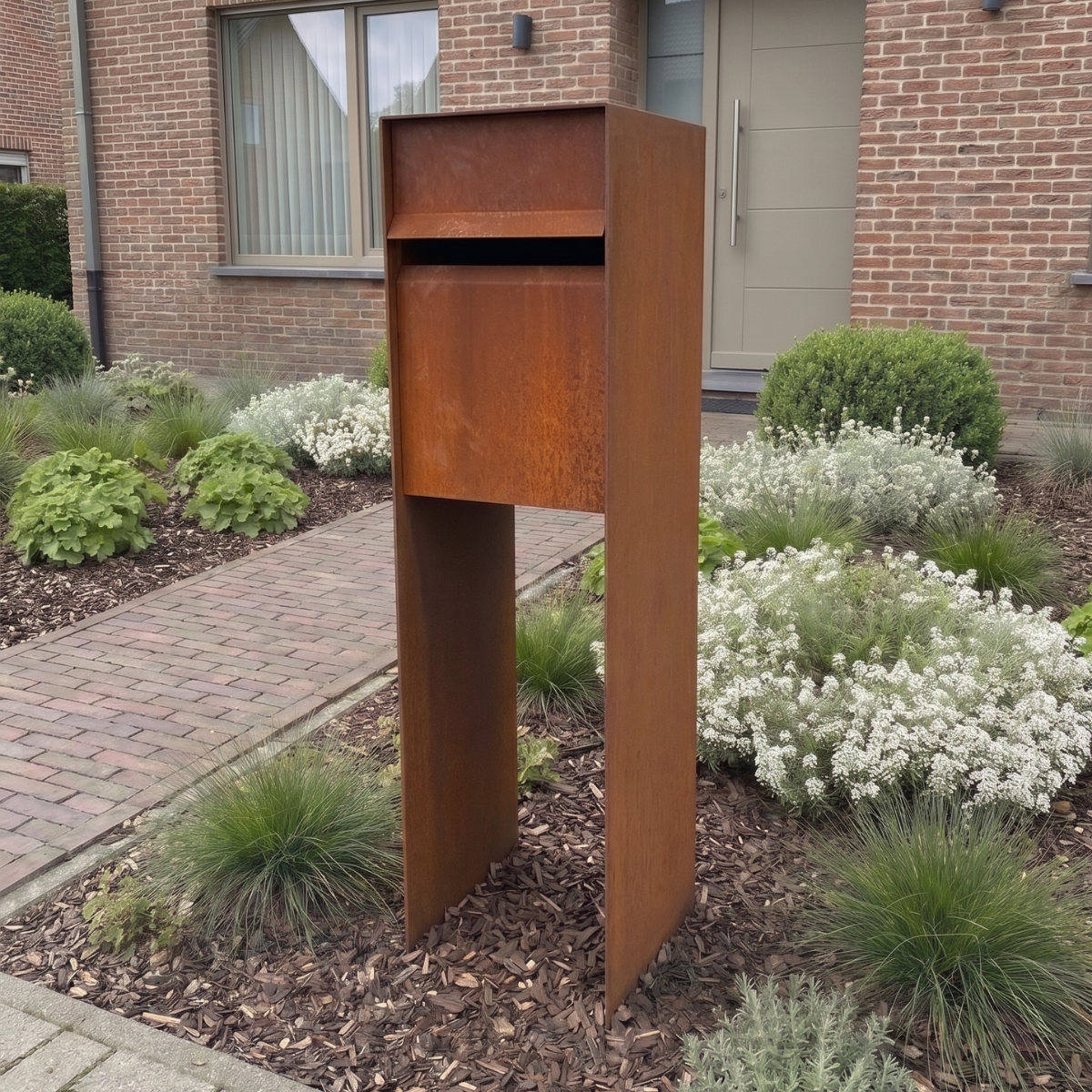 Briefkasten POSTINO 1 aus Cortenstahl, 35 x 35 x 115 cm