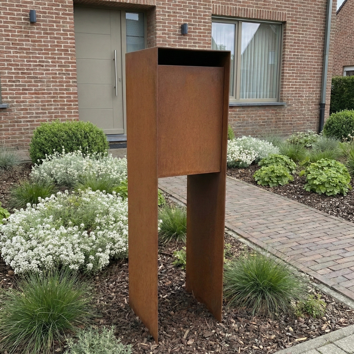 Briefkasten POSTINO 1 aus Cortenstahl, 35 x 35 x 115 cm