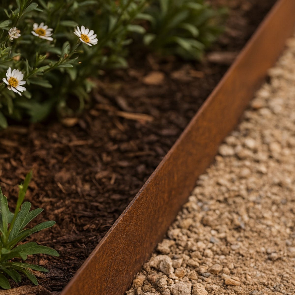 Kantenschutzleiste aus Cortenstahl BORDURA 100 x 25 cm