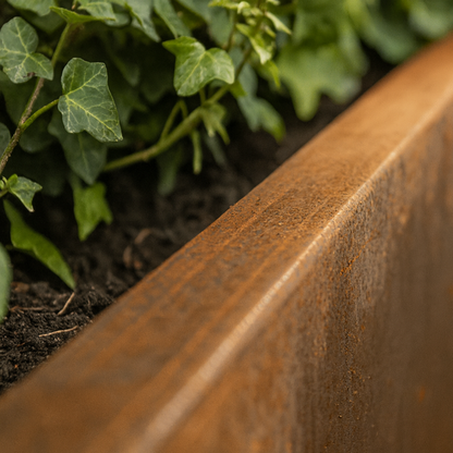 Stützmauer aus Cortenstahl, gerades Segment 100 x 20 x 50 cm