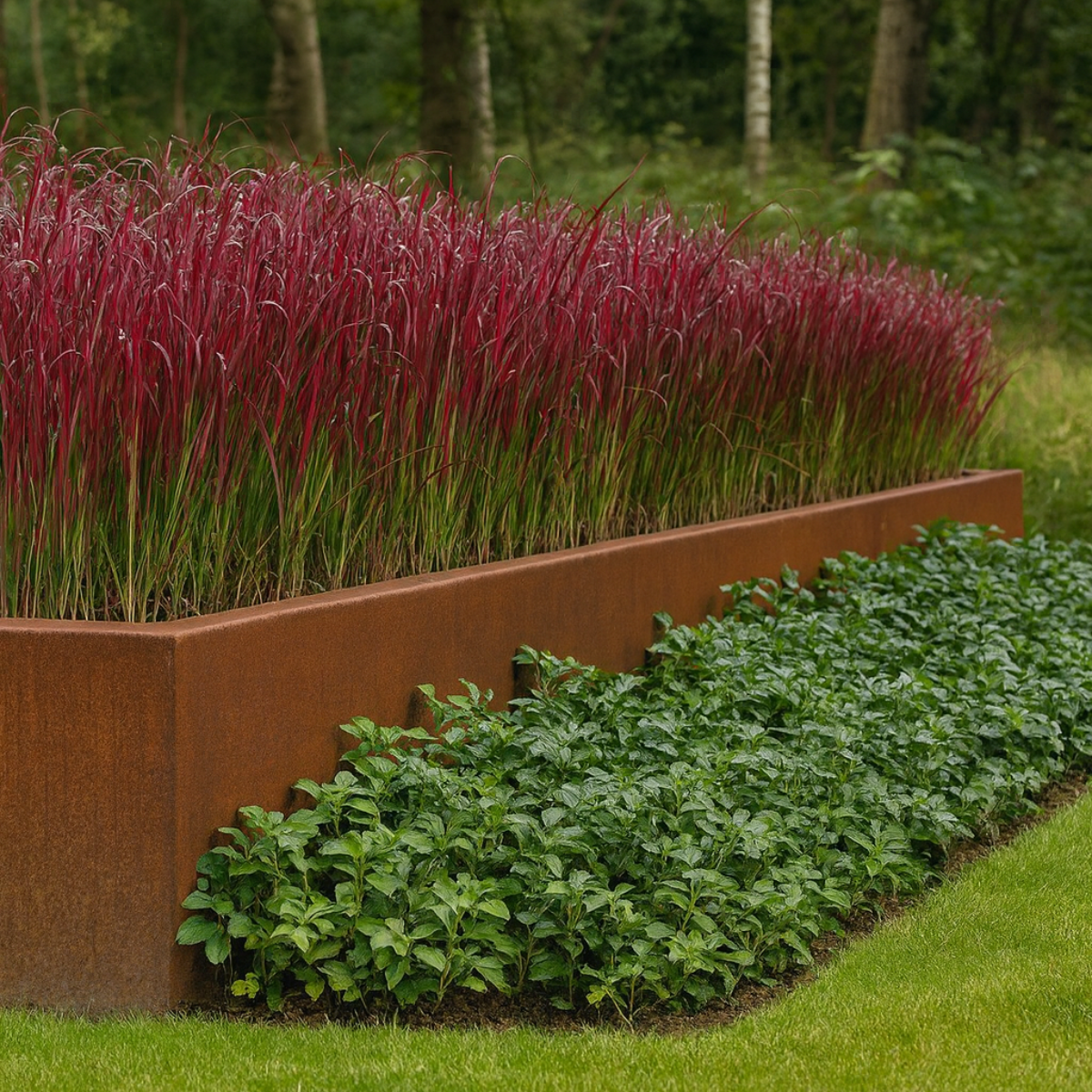 Stützmauer aus Cortenstahl, gerades Segment 100 x 20 x 30 cm