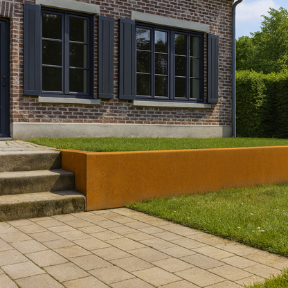 Stützmauer aus Cortenstahl, gerades Segment 100 x 20 x 50 cm