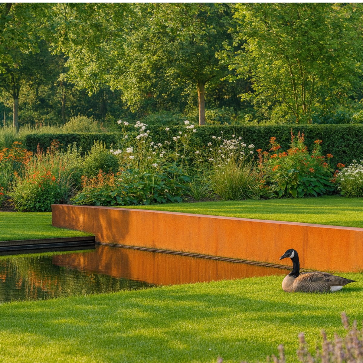 Stützmauer aus Cortenstahl, gerades Segment 100 x 20 x 50 cm