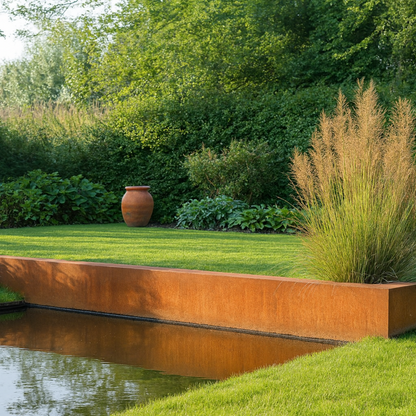 Innenecke einer Stützmauer aus Cortenstahl, Segment A 50 x 20 x 50 cm