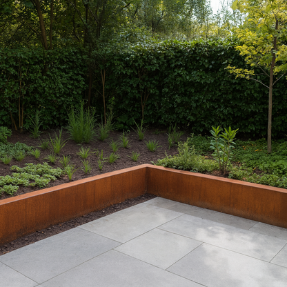 Stützmauer aus Cortenstahl, gerades Segment 100 x 20 x 30 cm