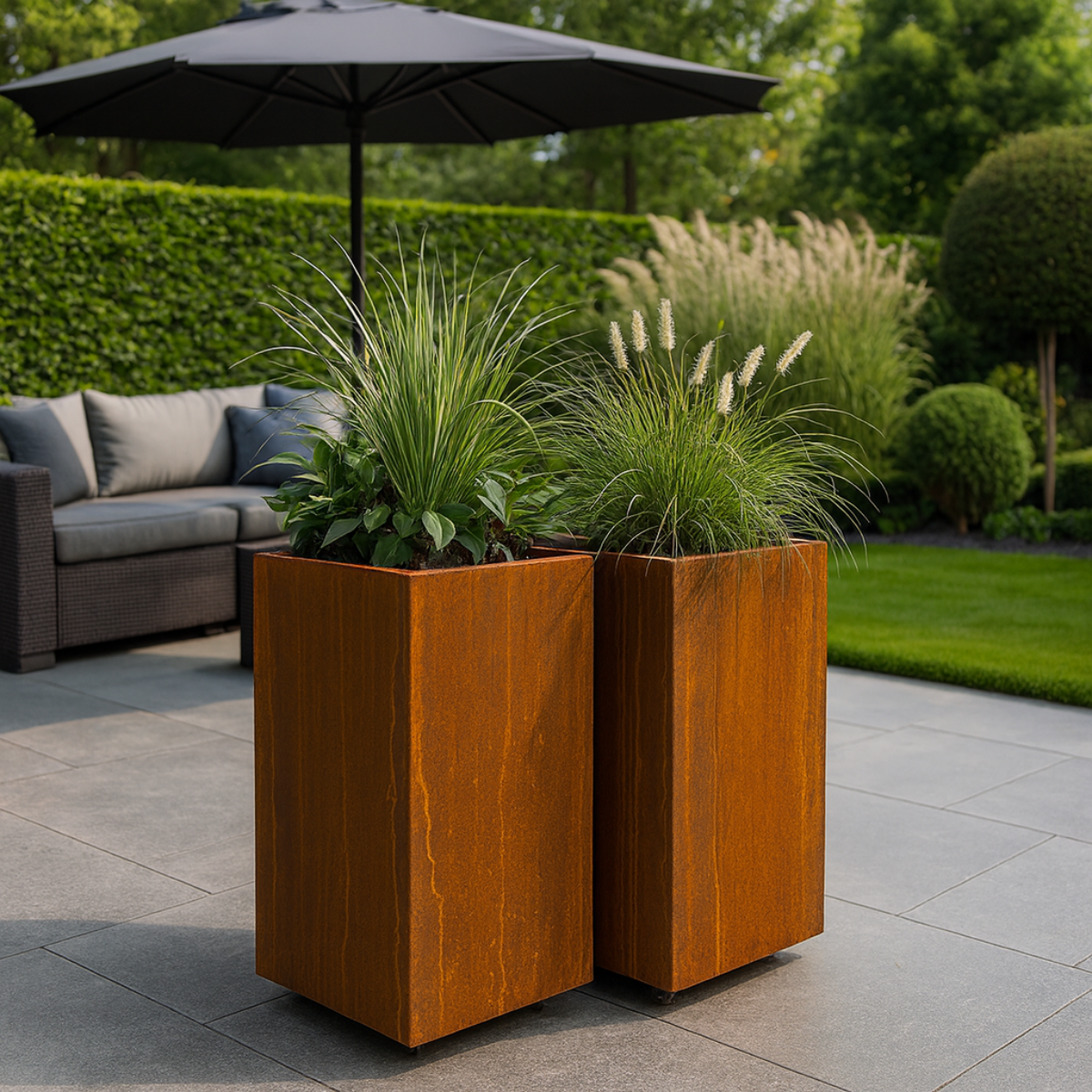 Pflanzkübel CORTEA aus Cortenstahl, 40 x 40 x 80 cm