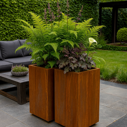 Pflanzkübel CORTEA aus Cortenstahl, 40 x 40 x 80 cm