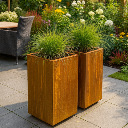 Pflanzkübel CORTEA aus Cortenstahl, 40 x 40 x 80 cm