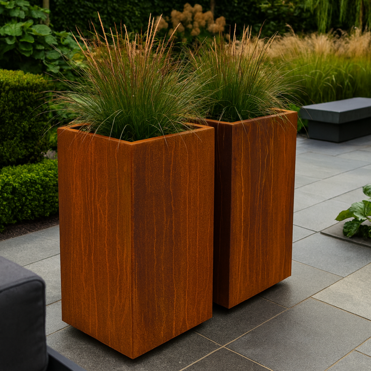 Pflanzkübel CORTEA aus Cortenstahl, 50 x 50 x 100 cm