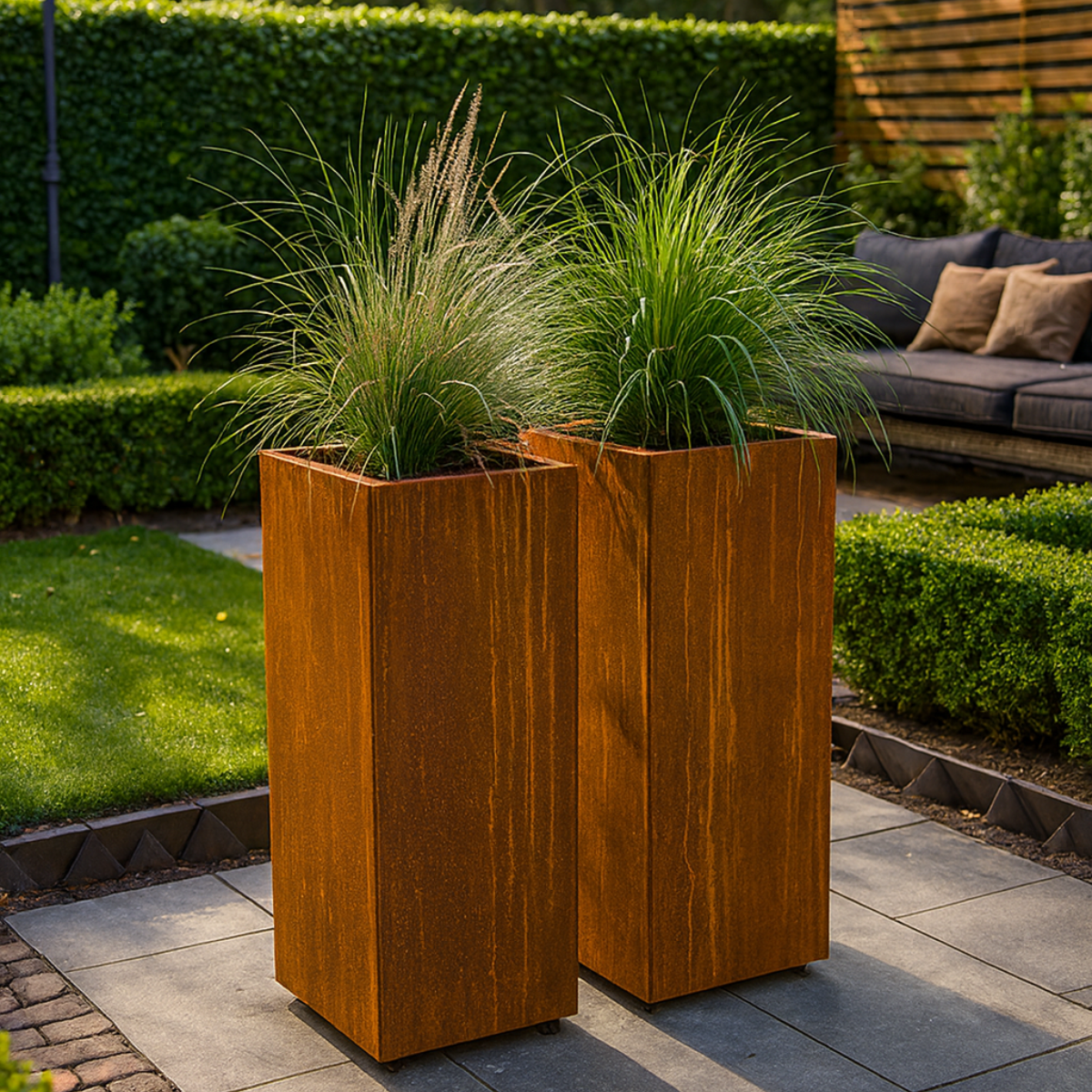 Pflanzkübel CORTEA aus Cortenstahl, 50 x 50 x 100 cm