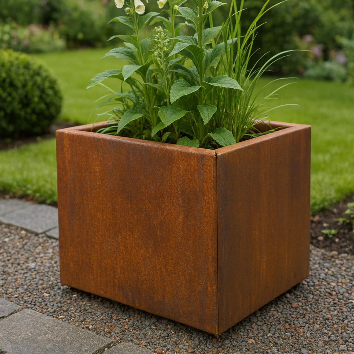Pflanzkübel CORTEA aus Cortenstahl, 50 x 50 x 50 cm