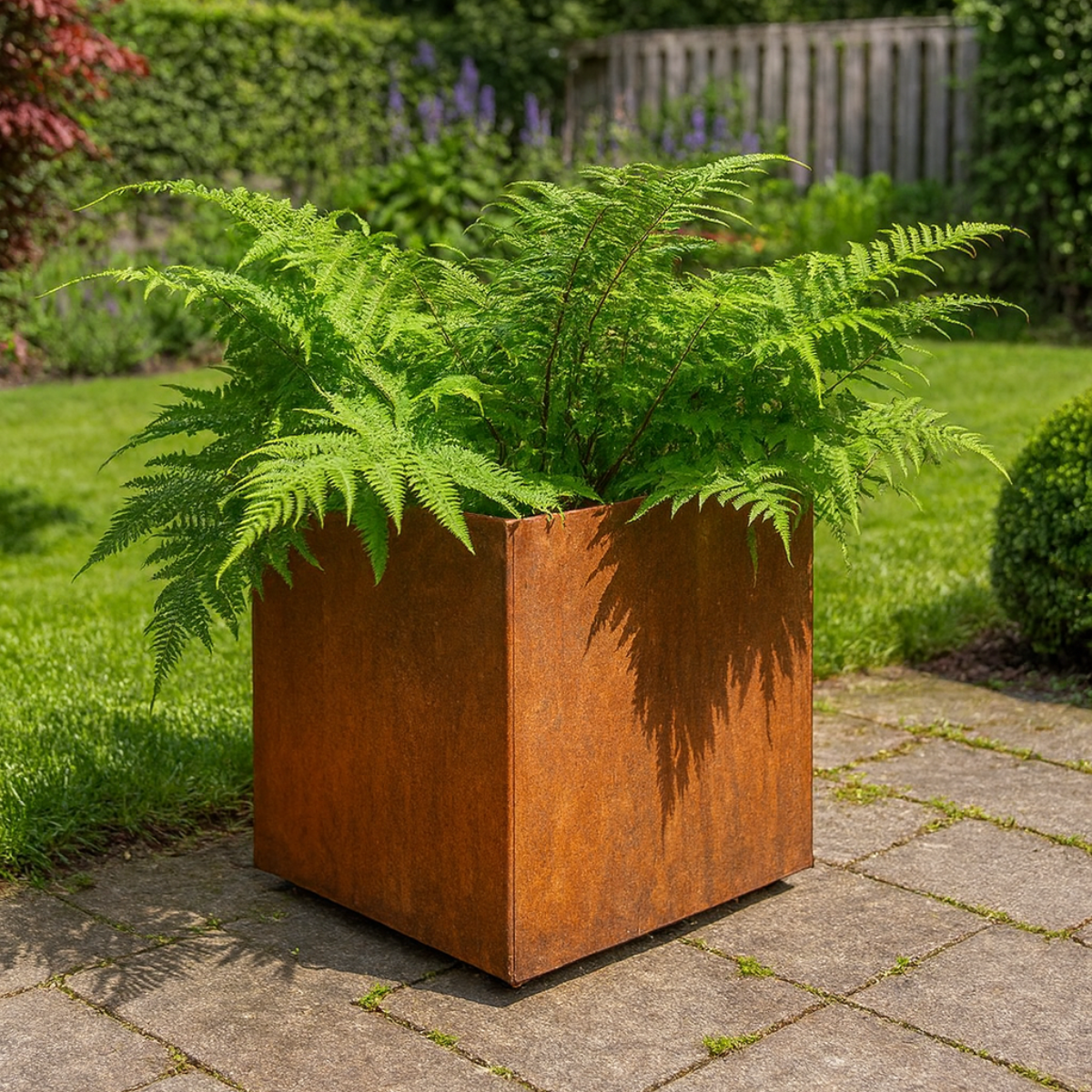 Pflanzkübel CORTEA aus Cortenstahl, 50 x 50 x 50 cm