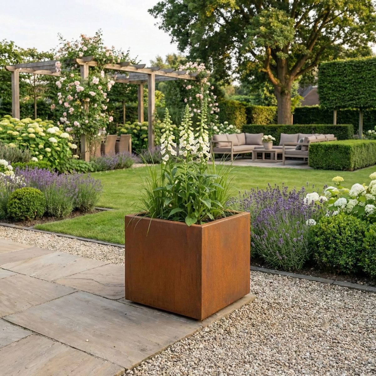Pflanzkübel CORTEA aus Cortenstahl, 50 x 50 x 50 cm