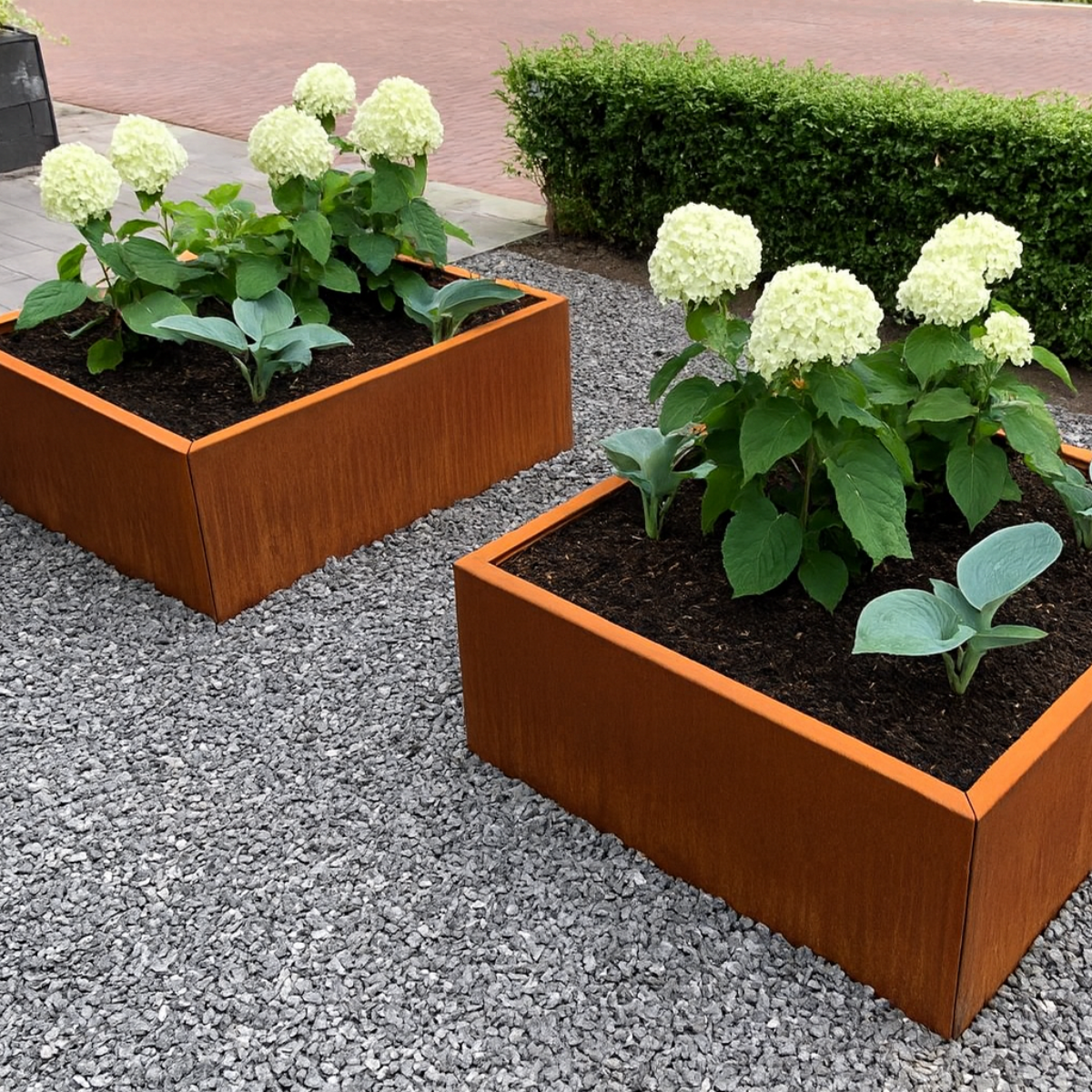 Pflanzkübel CORTEA aus Cortenstahl, 80 x 80 x 40 cm