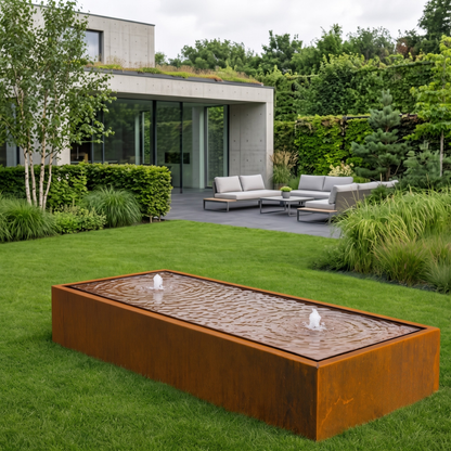 Wassertisch aus Cortenstahl LUMINIS 200 x 80 x 40 cm