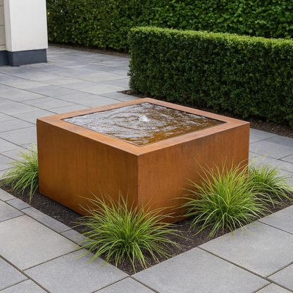 Wassertisch aus Cortenstahl LUMINIS 100 x 100 x 40 cm