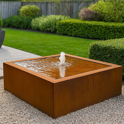 Wassertisch aus Cortenstahl LUMINIS 100 x 100 x 40 cm